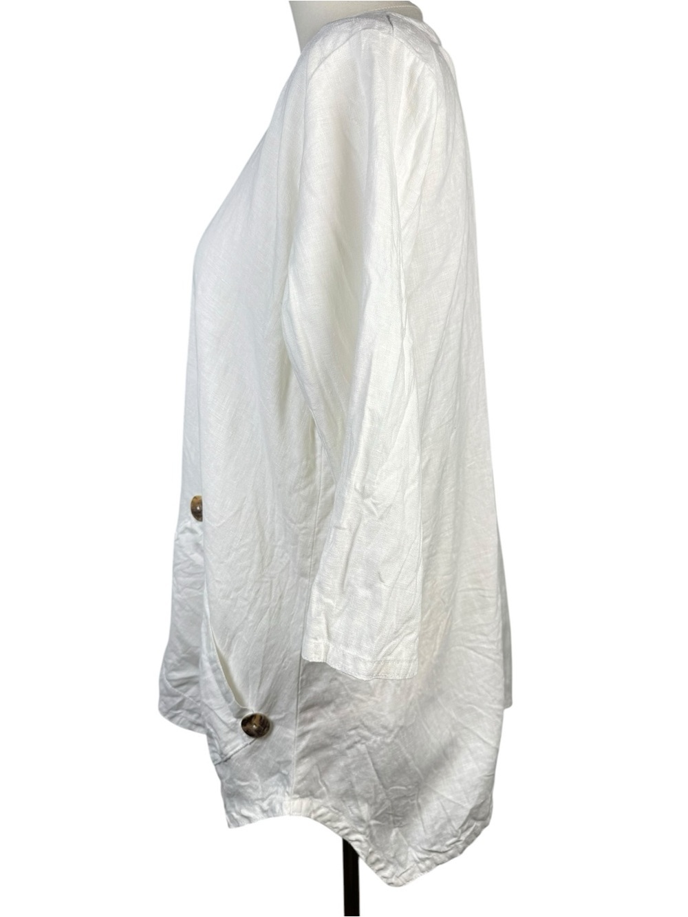 Heart’s Desire Mary Grace White Linen Tunic Top Oversized Pockets XS USA - Picture 5 of 9